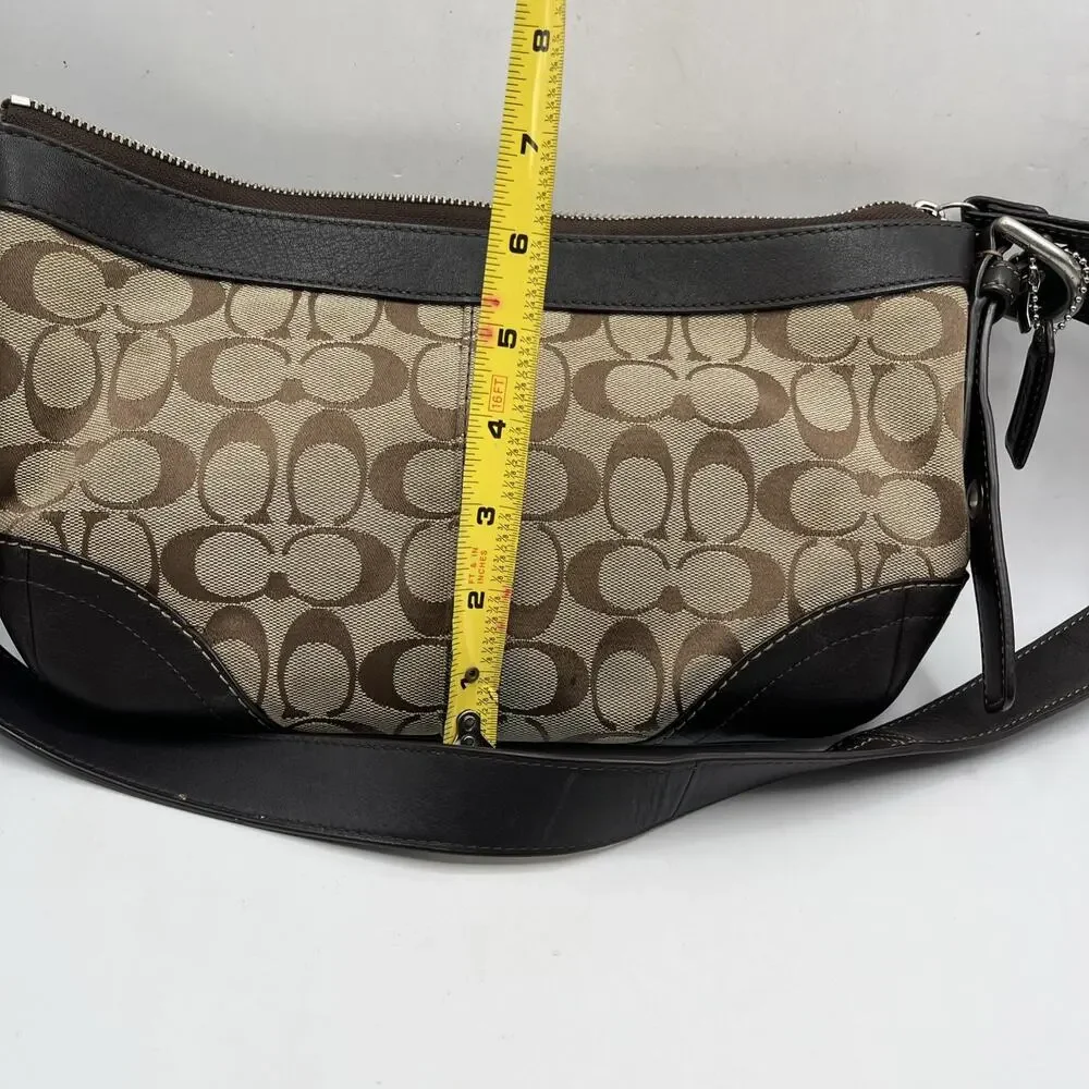 Vintage Y2K Coach Brown Beige Logo Shoulder Bag Silver Hardware F13012 ASIS RARE
